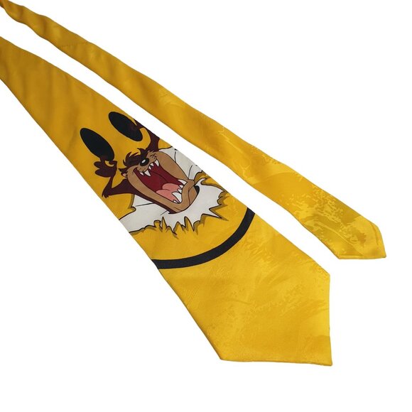 Looney Tunes Mania Taz Yellow Tie Collectable Designer Cartoon Happy Face Gift - Picture 1 of 5